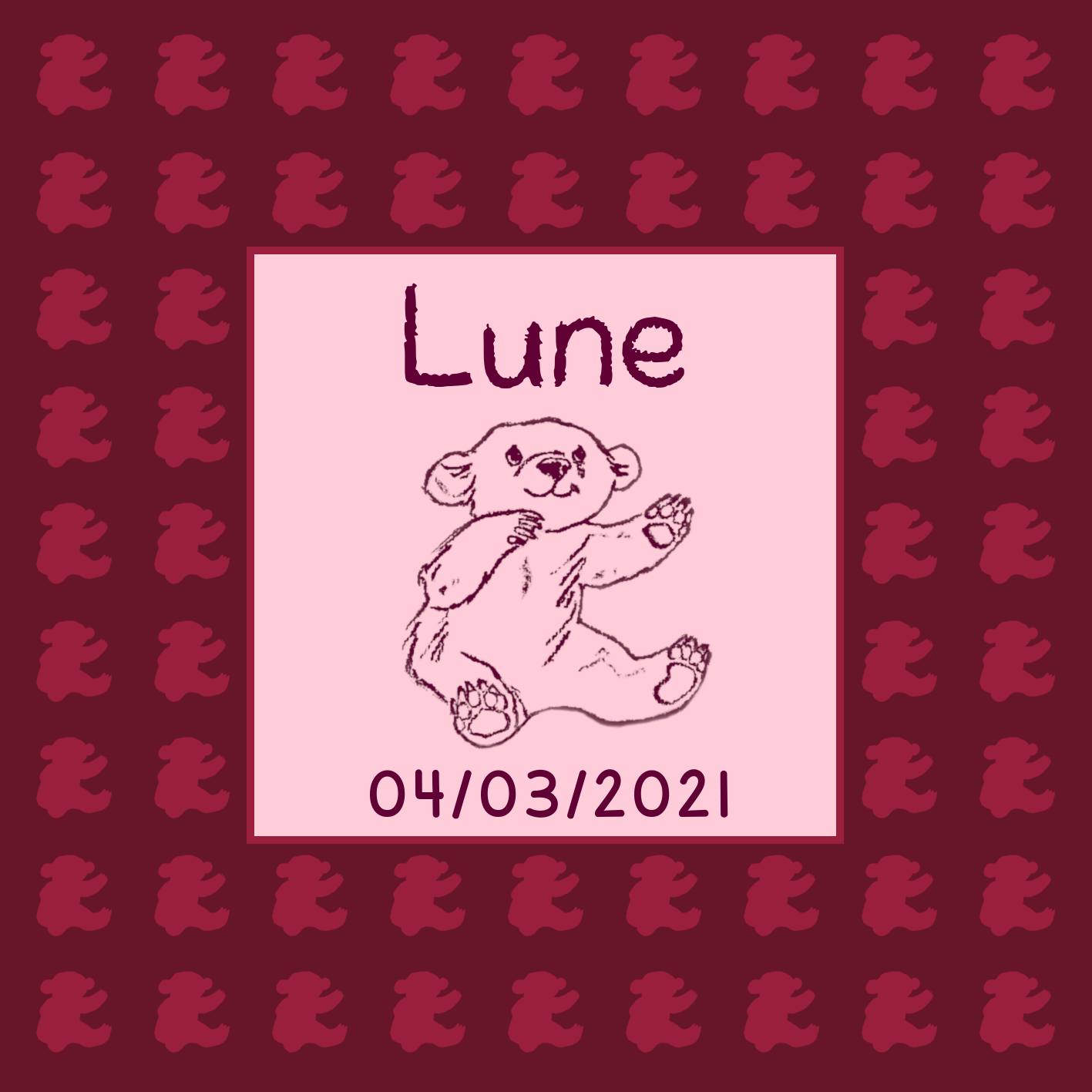 Voorkant van het geboortekaartje